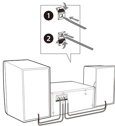 PHILIPS TAM4205 - Pour insérer le cable de chaque enceinte : - 1