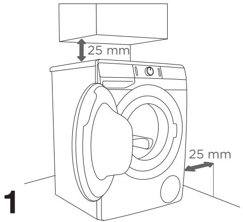 HISENSE WFGP10143VMB - Distances à respecter lors de l'installation du lave-linge - 1