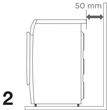 HISENSE WFGP10143VMB - Distances à respecter lors de l'installation du lave-linge - 2