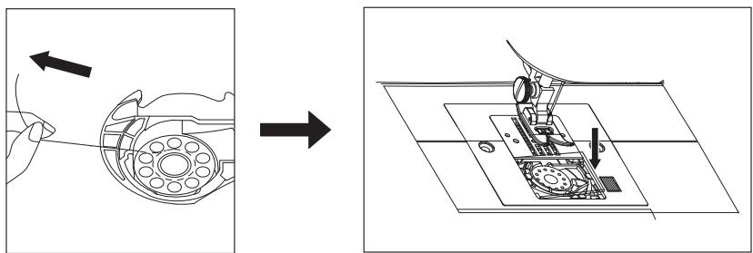 Technical diagram showing mechanical assembly steps with directional arrows and component labels