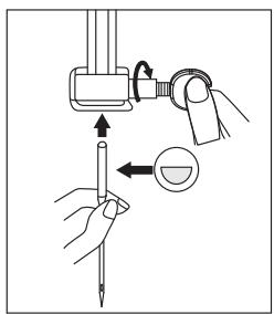 Diagram showing a hand holding a pen and a tool with directional arrows indicating movement or operation.