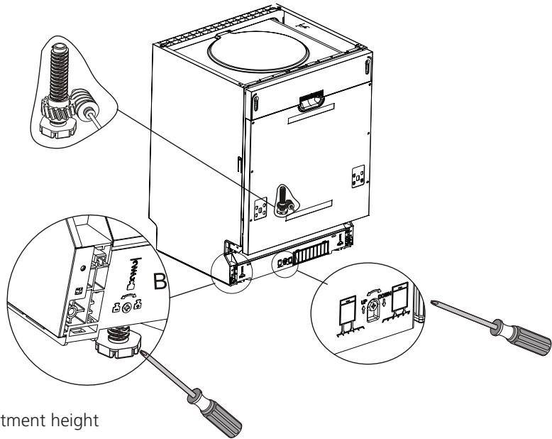 VEDETTE VJ137DB 13S47D - Step 5. Levelling the dishwasher - 2