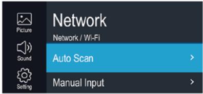 Network Network / Wi-Fi Auto Scan > Manual Input >