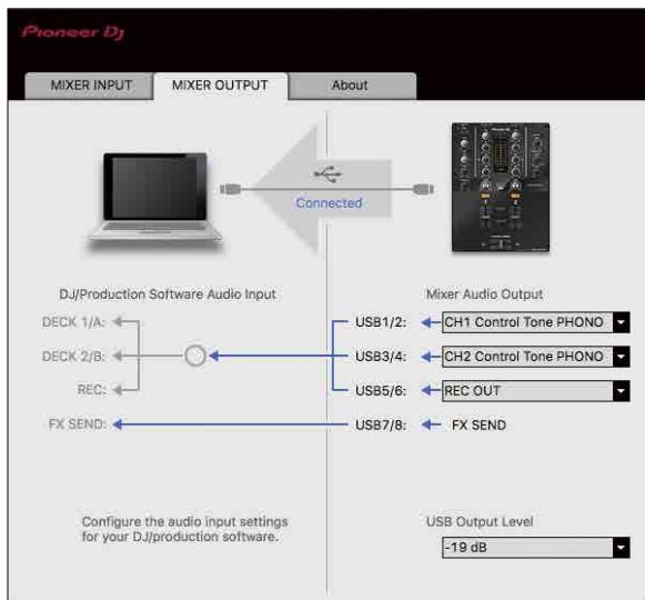 PIONEER DJ DJM-250MK2 - Cliquez sur l'onglet [MIXER OUTPUT]. - 1