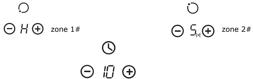 HISENSE E6322C - Setting the timer to turn more than one cooking zones off - 2