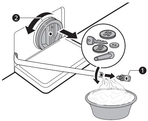 LG F854M20WR - Nettoyer le filtre de la pompe de vidange et exécuter une évacuation d'eau d'urgence - 2