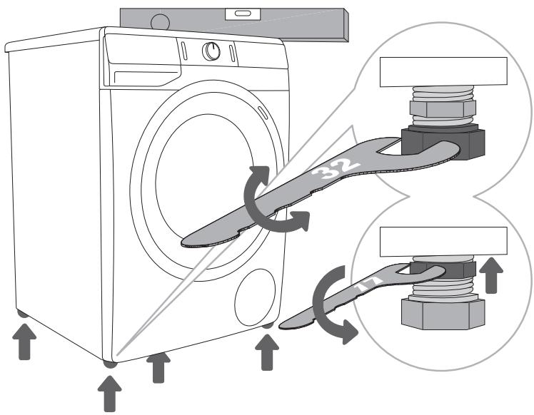 HISENSE WFGP101439VM - RéGLAGE DES PIEDS AJUSTABLES - 1
