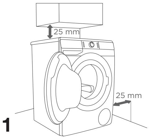 HISENSE WFGP101439VM - Distances à respecter lors de l'installation du lave-linge - 1
