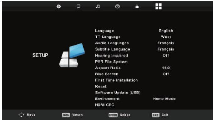 HIGH ONE HI3222HD-MM - Setup menu - 1
