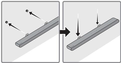 SAMSUNG HW-S50B - Installieren Sie 2 Wandhalterungen mit der wichtigen Ausrichtung auf der Unterseite der Soundbar unter Verwendung von 2 Schrauben. - 3