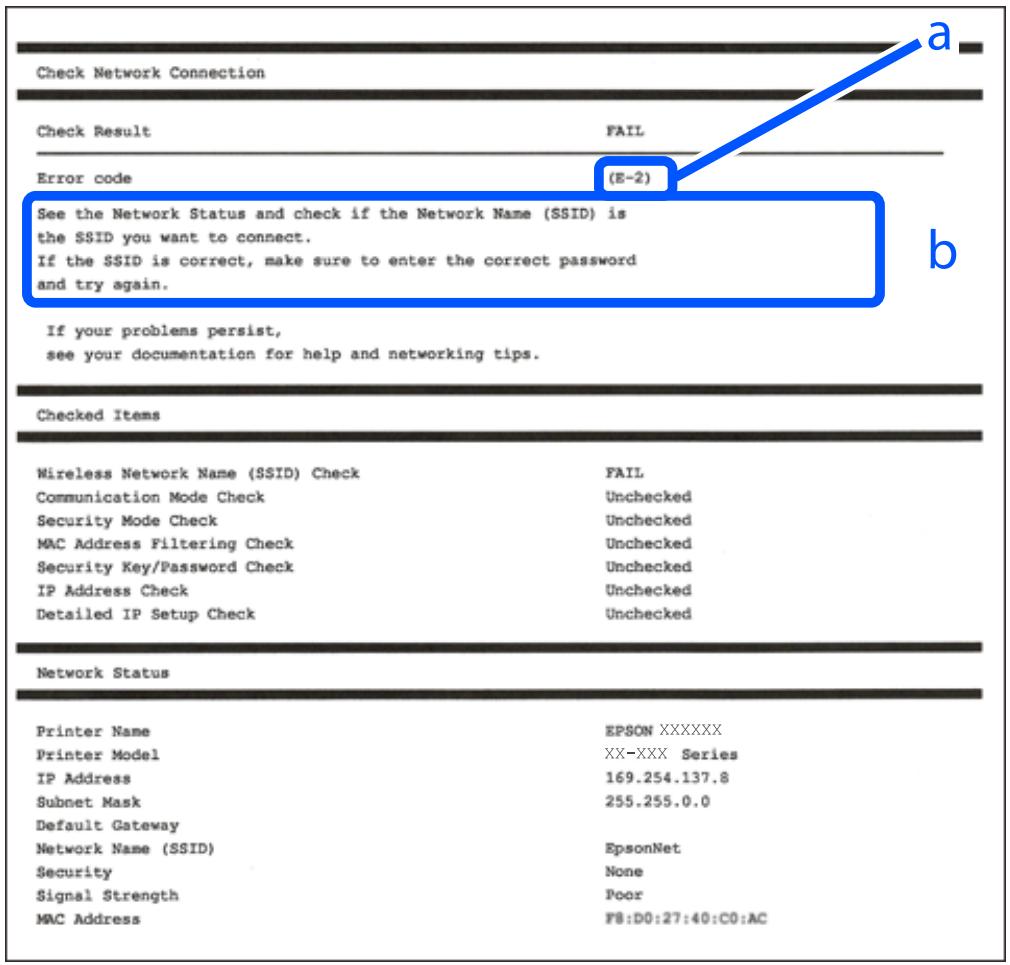 EPSON Workforce WF-2960 - Messages et solutions sur le rapport de connexion réseau - 1