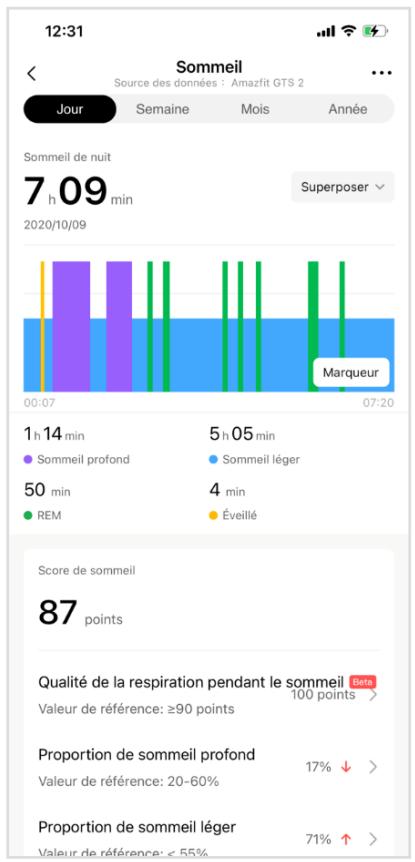 AMAZFIT GTS 2 ROSE 42mm - Suivi de la qualité de la respiration pendant le sommeil - 1