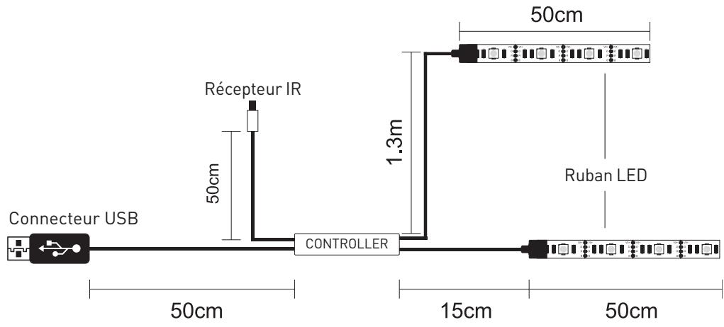 EDENWOOD 2x 50cm avec 32LED USB - Diagramme de connexion - 1