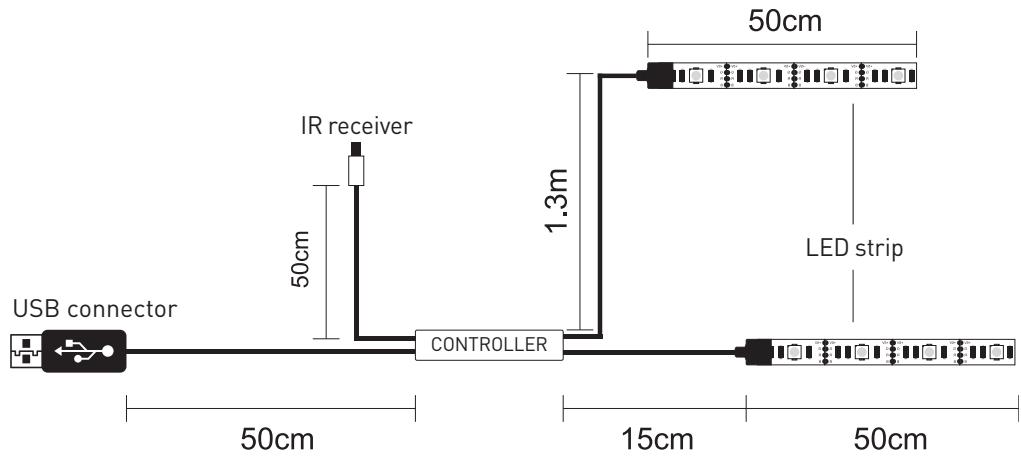EDENWOOD 2x 50cm avec 32LED USB - Connection diagram - 1