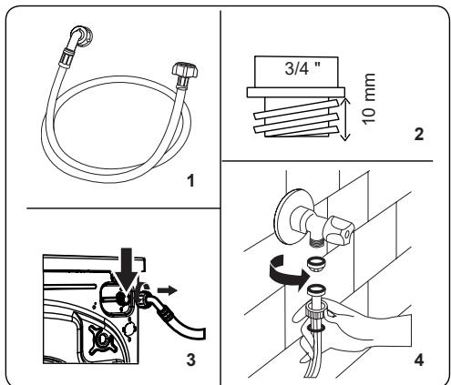 SHARP ES-NFB814EWDA-FR - Raccordement du tuyau d'arrivée d'eau - 1