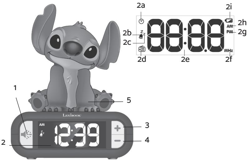 LEXIBOOK Stitch 3D RL800D - Réveil Veilleuse avec Sons - 1