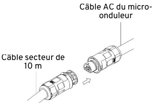 SIRIUS Kit 410 Plug&Play 410w - Branchez le connecteur du cable secteur AC au microonduleur. - 1