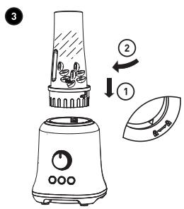 COSYLIFE CL-BL1015SM - Assemble the parts of the personal blender cup as shown in the figure below: - 3