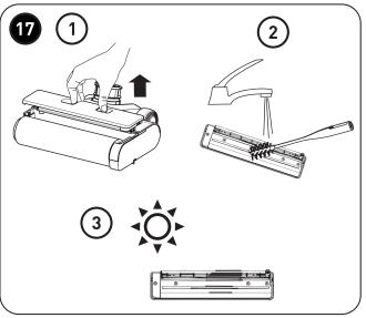 Diagram illustrating three-step cleaning and lighting process for a car air conditioner, labeled with steps 1, 2, and 3.