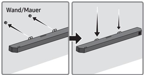 SAMSUNG HW-Q600C - Richten Sie die Mittellinie der Montagehilfe für die Wandhalterung auf die Mitte des Fernsehers aus (wenn Sie die Soundbar unter dem Fernseher montieren) und befestigen Sie dann die Montagehilfe für die - 6