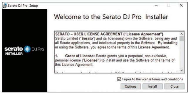 PIONEER DJ DDJ-REV5 - Lisez attentivement les termes du contrat de licence. Si vous acceptez les termes, sélectionnez [I agree to the license terms and conditions], puis cliquez sur [Install]. - 1
