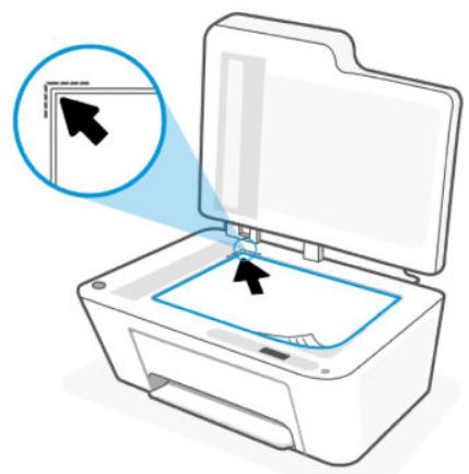 HP DeskJet 2821e - Chargement d'un original sur la vitre du scanner - 4