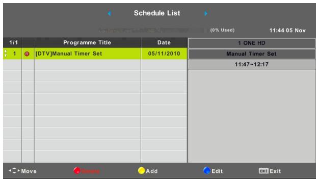HIGH ONE HI2421HD-EL - Schedule List - 1