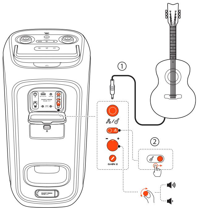 JBL PARTYBOX CLUB 120 - Connecting a guitar - 1