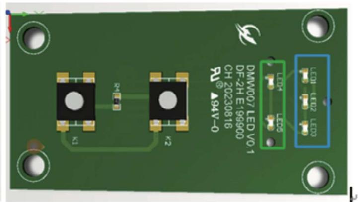 TECHWOOD TAN8006R - BLOC-BATTERIE ET CARTE PCB DU COMMUTATEUR EXPLICATION DE L'ETAT DE LA LUMière LED - 2