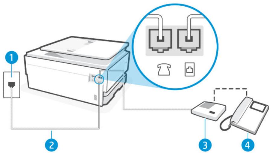 HP OJ PRO 8124e - Cas I : ligne vocale et de télécopie partagée avec un répondeur téléphonique - 1