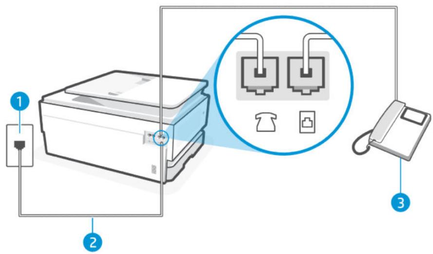 HP OJ PRO 8124e - Cas F : ligne vocale et de télécopie partagée avec une messagerie vocale - 2