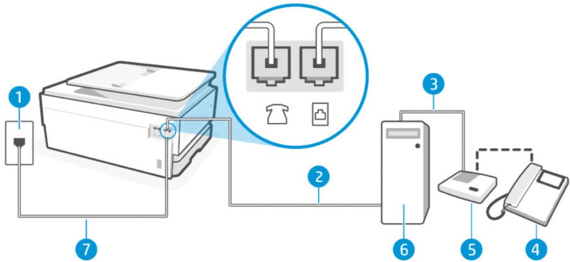 HP OJ PRO 8124e - Ligne vocale/télécopie partagée avec un modem bas débit d'ordinateur et un répondeur téléphonique - 3