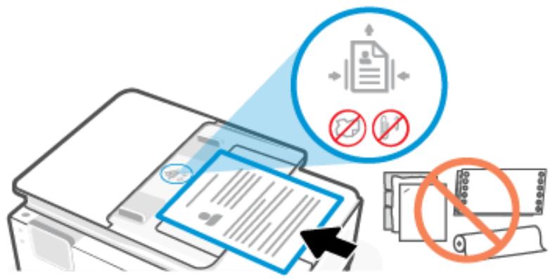 HP OJ PRO 8124e - Chargement d'un original dans le bac d'alimentation automatique - 2