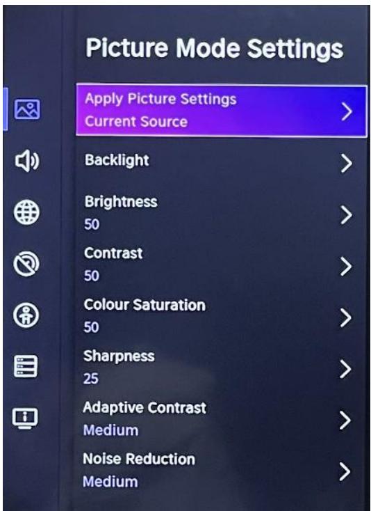 EDENWOOD ED43EA09UHD-GM - Configuring Advanced Image Settings - 1