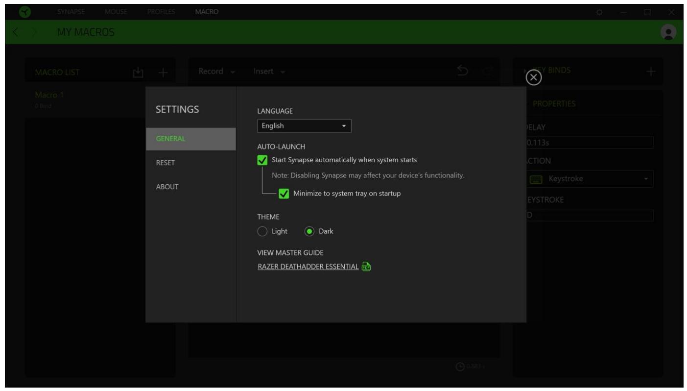 RAZER Deathadder essential noir filaire - SETTINGS WINDOW - 1