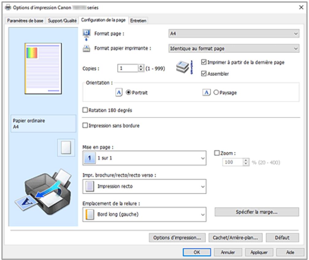 CANON TS7650i - Définir la mise en page des document imprimés (onglet Configuration de la page) - 1