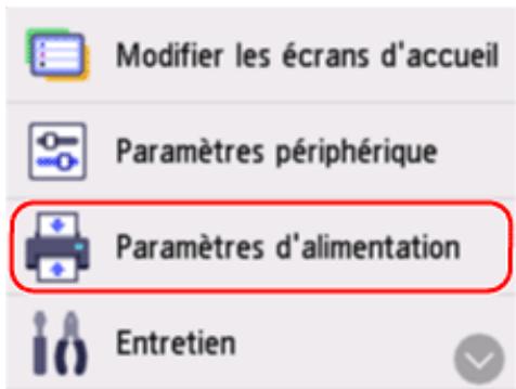 CANON TS7650i - Sélectionnez Paramètres d'alimentation. - 1