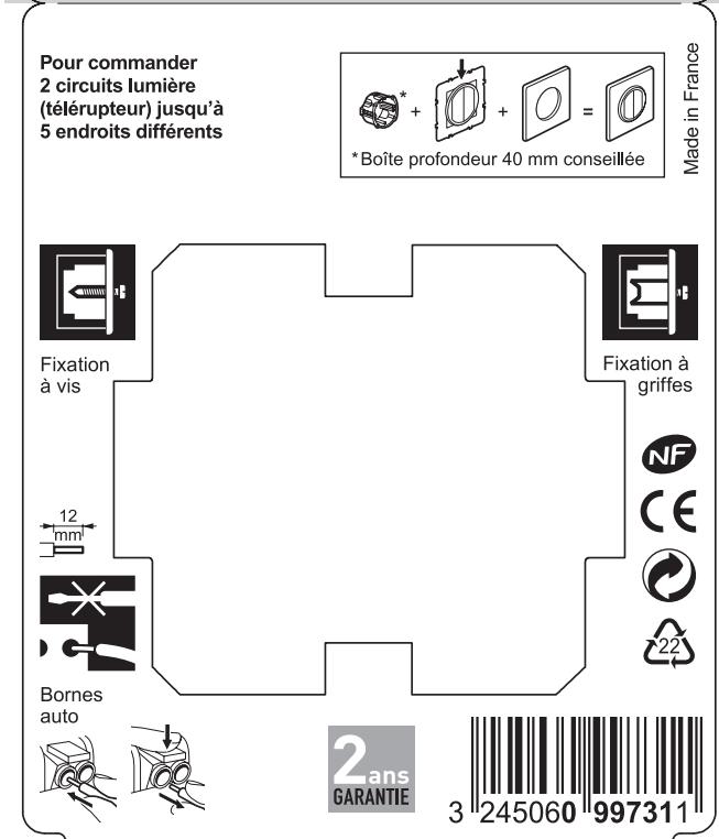 LEGRAND Double poussoir Céliane - 997 31 - Notice générique - LE07323AA MECANISME - DOUBLE POUSSOIR blanc - CELIANETM - 4