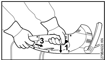 STIHL Hse71-700, 600 W L.70 cm - Laitteen kytkeminen poiskäytösta - 2
