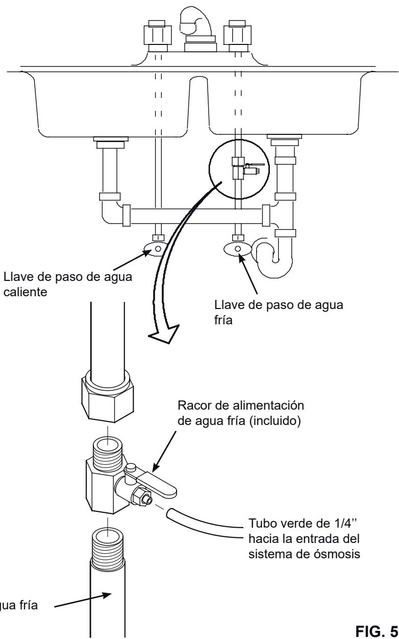 AEG Système d'osmose - Etapa A - Instalar el racor de/lgada de agua fria - 1
