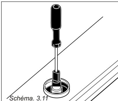 FRIONOR DGINFRI - La vis de réglage se trouve à l'intérieur de l'arbre de commande ou sur la surface supérieure du bouton, à proximité de l'arbre de commande (Schéma 3.11): - 1