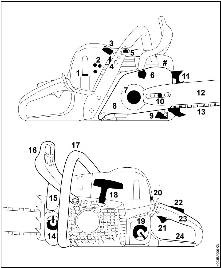 STIHL Ms 311, 391 - Principales pièces - 1