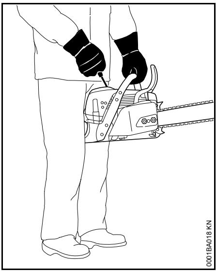 STIHL Ms 311, 391 - Entre les genoux ou les cuisses - 1