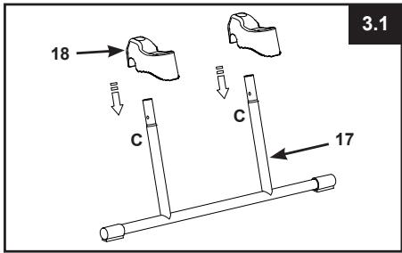 INTEX 48” (122 cm) & 52” (132 cm) - ASSEMBLAGE DU PIED COTE C (Voir les schémas 3.1 à 3.4): - 1