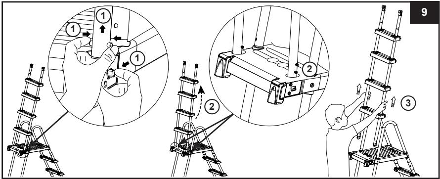 INTEX 48” (122 cm) & 52” (132 cm) - Enlever les marches de la position de sécurité (Voir les schéma 9): - 1