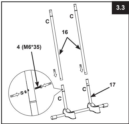 INTEX 48” (122 cm) & 52” (132 cm) - ASSEMBLAGE DU PIED COTE C (Voir les schémas 3.1 à 3.4): - 3