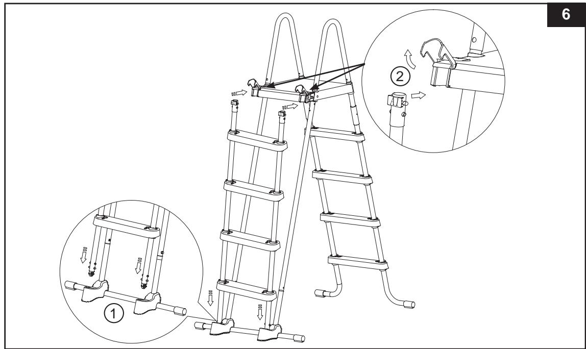 INTEX Avec plateforme 48'' (122 cm) & 52'' (132 cm) - INSTALLATION DE L'ECHELLE (suite) - 1