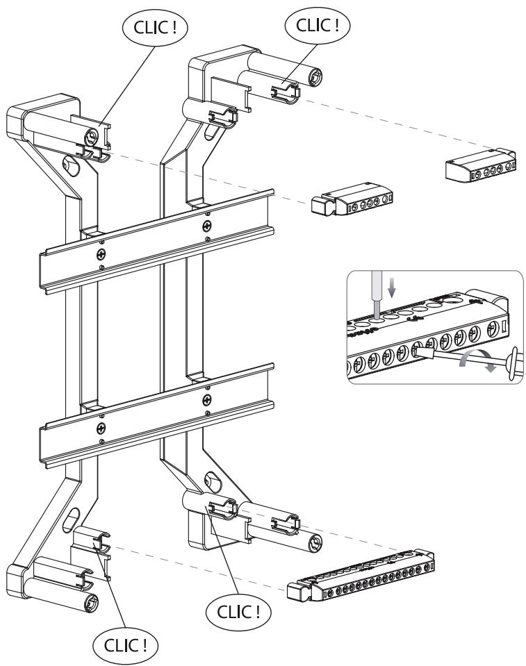 LEXMAN Tableau électrique nu 1 rangée 13 modules . 480014-480015-480016-480017 - FIXATION DES BORNIERS - 2