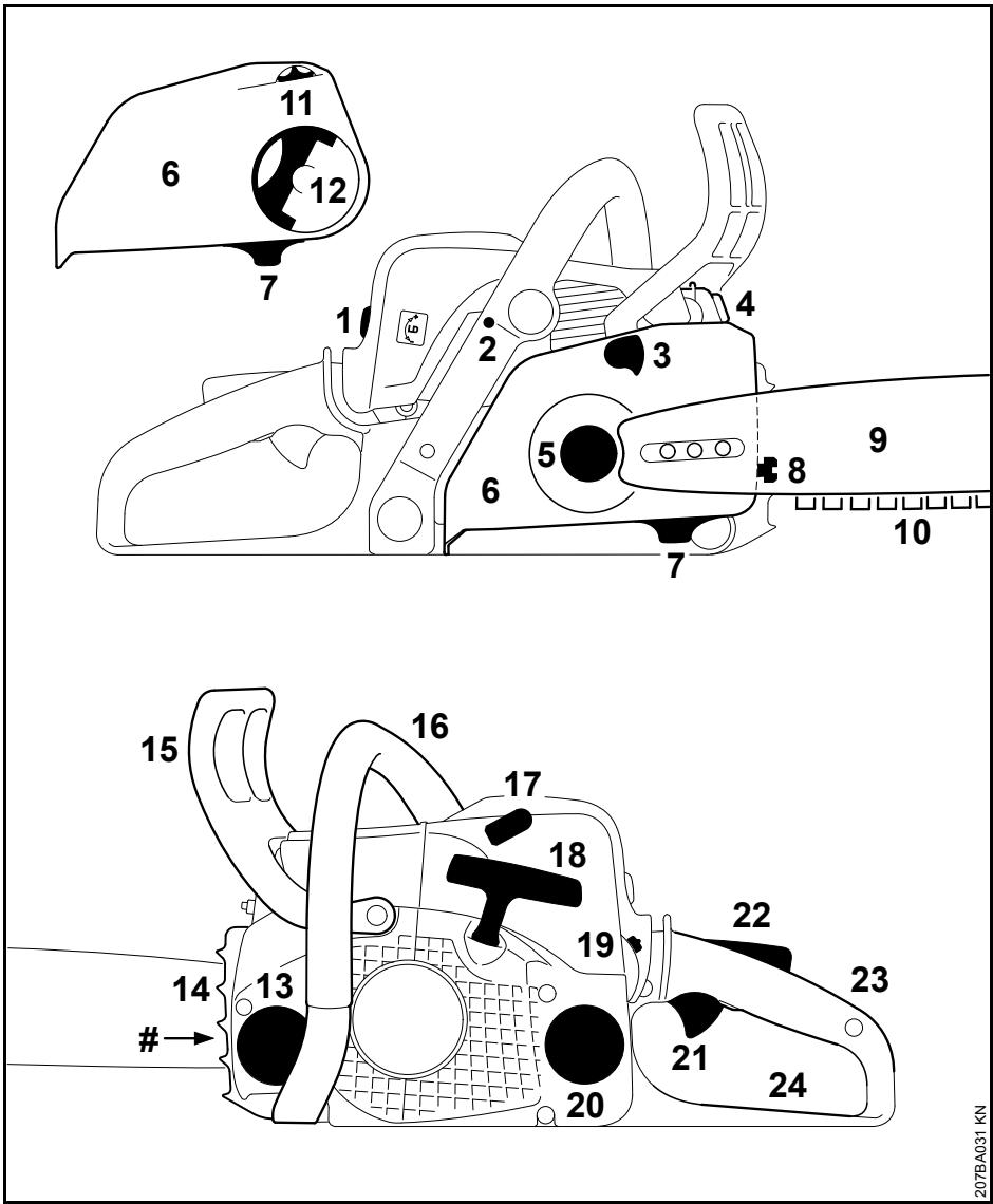 STIHL MS 170, 180 - Principales pieces - 1