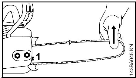 STIHL MS 170, 180 - Tension de la chaîne (tendeur frontal) - 1